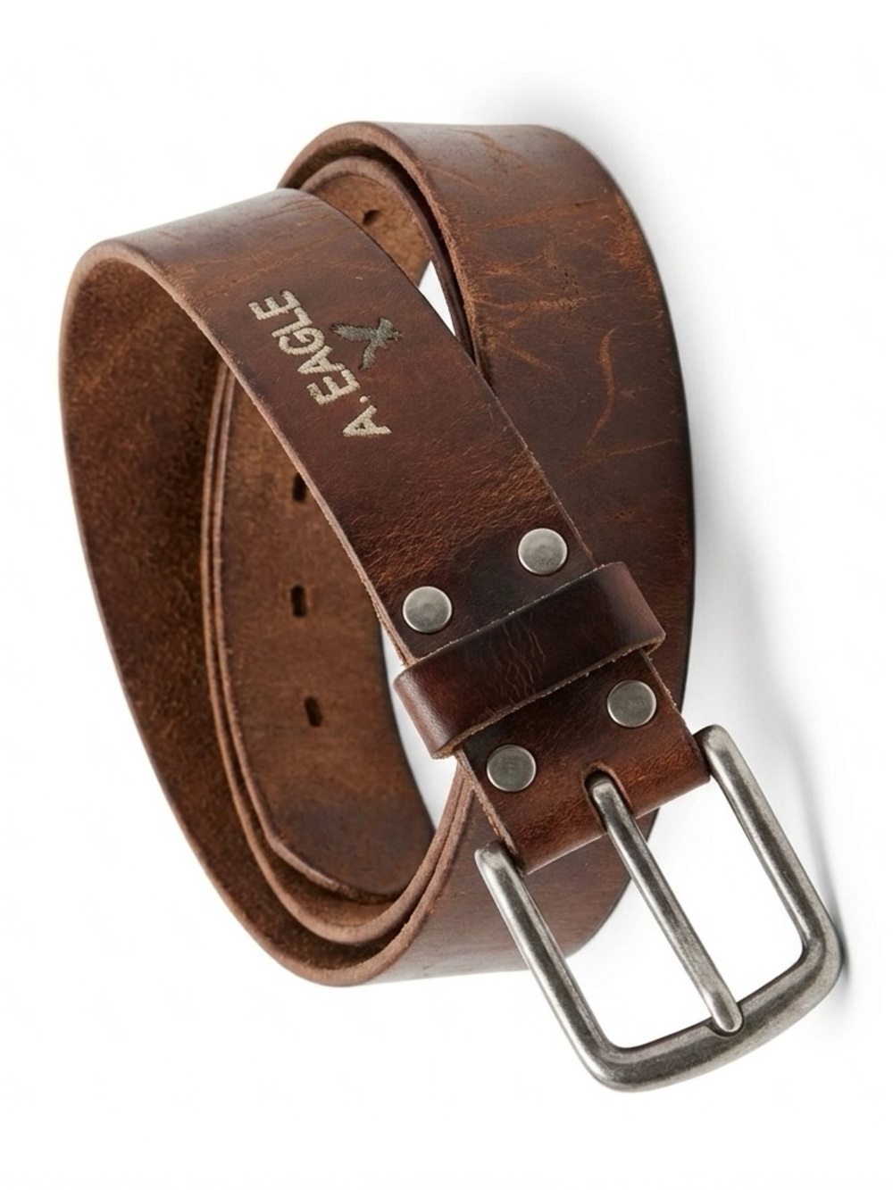 American Eagle Outfitters Vintage 06” Brown Leather Men's Belt w/ Silver Buckle
